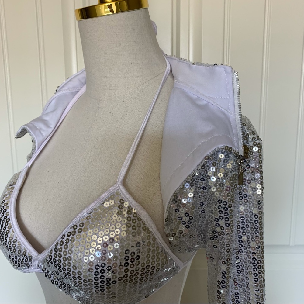 Sequined Cropped Dance Costume Shrug & Bra Set